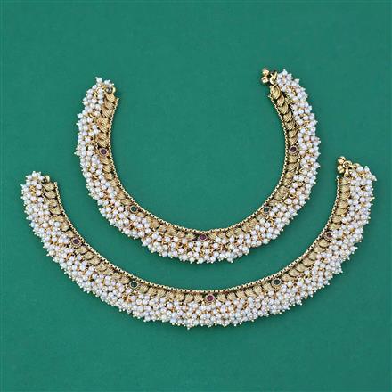 Antique Pearl Payal with Matte Gold Plating