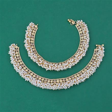 Antique Pearl Payal with Matte Gold Plating