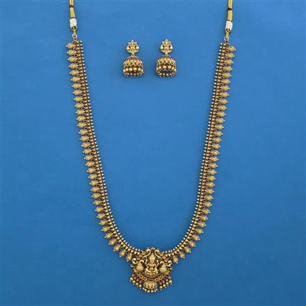 Antique Long Necklace with Matte Gold Plating