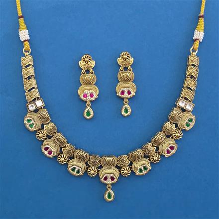 Antique Classic Necklace with Matte Gold Plating