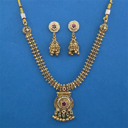 Antique Pearl Necklace with Matte Gold Plating