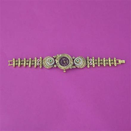 Antique Pearl Watch with Matte Gold Plating