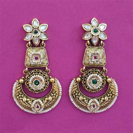 Antique Pearl Earring with Matte Gold Plating