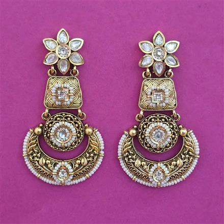 Antique Pearl Earring with Matte Gold Plating