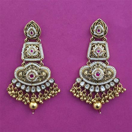 Antique Pearl Earring with Matte Gold Plating