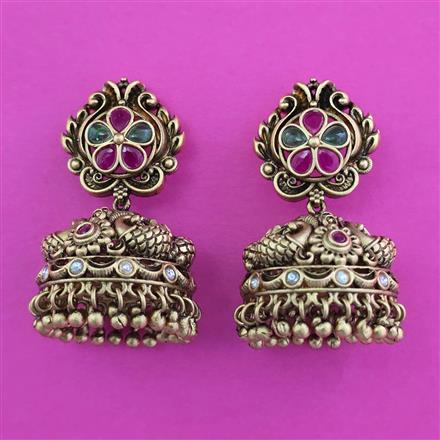Antique Jhumki with Matte Gold Plating