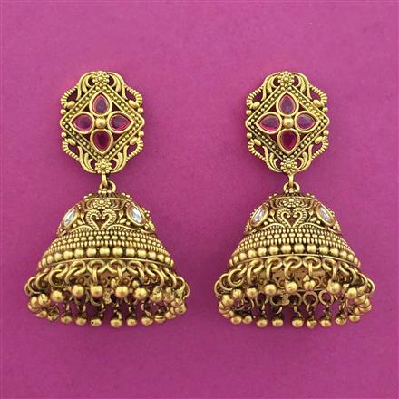 Antique Jhumki with Matte Gold Plating