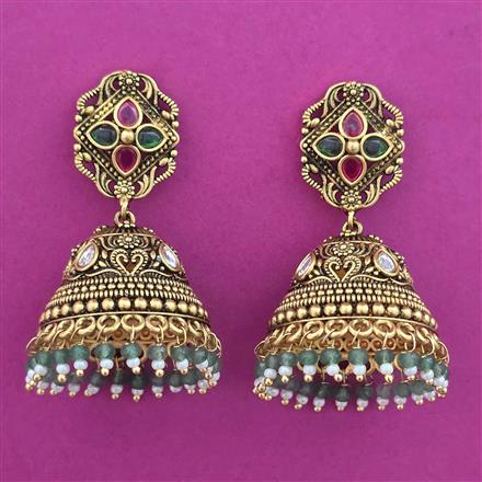 Antique Jhumki with Matte Gold Plating
