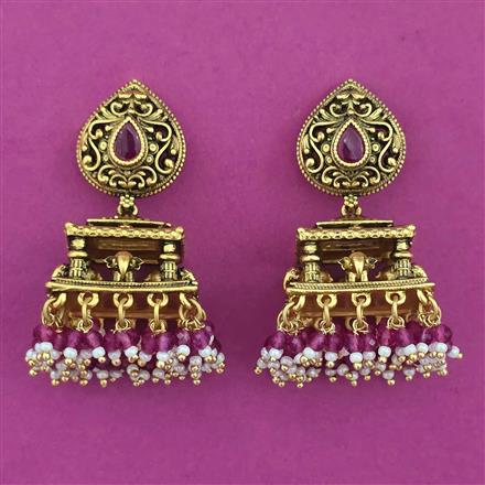 Antique Jhumki with Matte Gold Plating