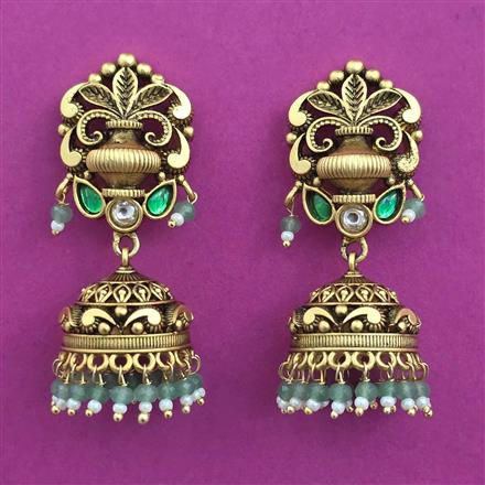 Antique Jhumki with Matte Gold Plating