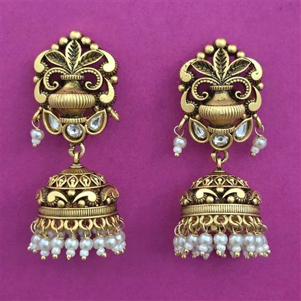 Antique Jhumki with Matte Gold Plating