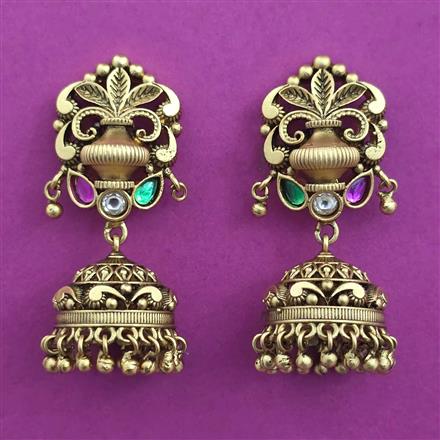 Antique Jhumki with Matte Gold Plating