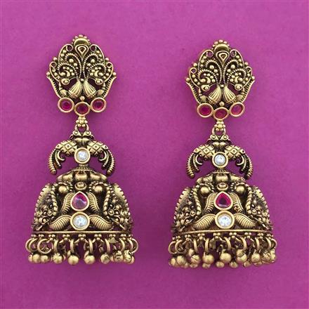 Antique Jhumki with Matte Gold Plating