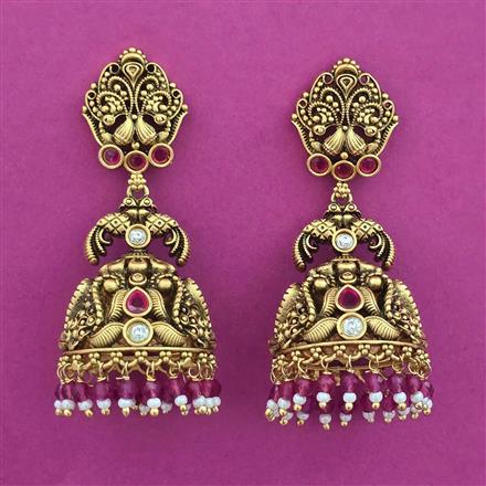 Antique Jhumki with Matte Gold Plating