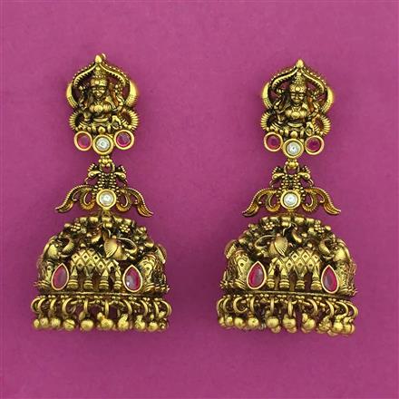 Antique Jhumki with Matte Gold Plating