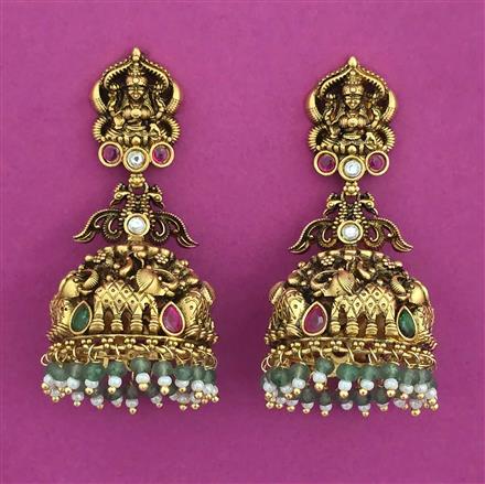 Antique Jhumki with Matte Gold Plating