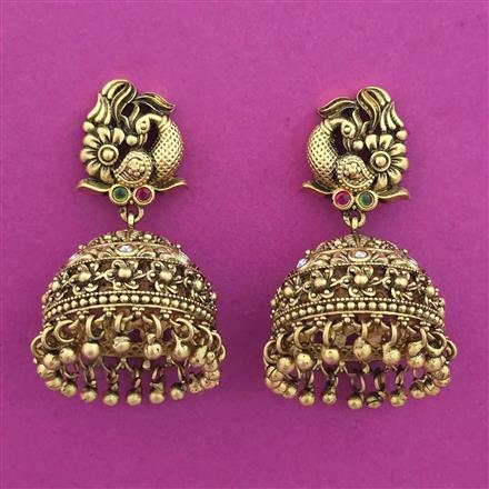 Antique Jhumki with Matte Gold Plating