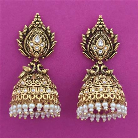 Antique Jhumki with Matte Gold Plating