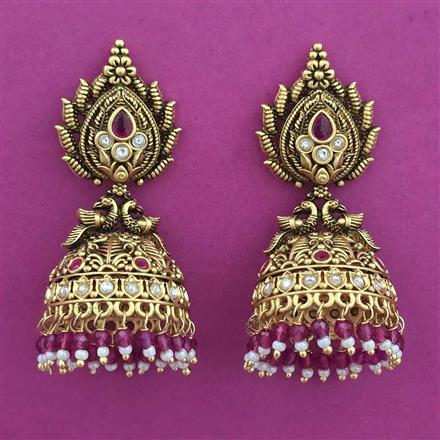 Antique Jhumki with Matte Gold Plating