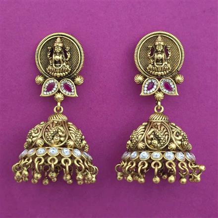 Antique Jhumki with Matte Gold Plating