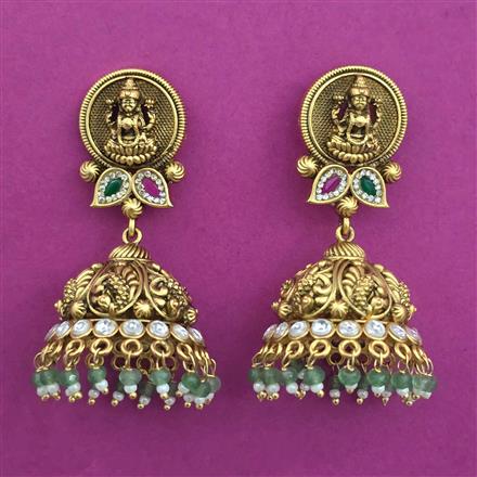 Antique Jhumki with Matte Gold Plating