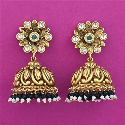 Antique Jhumki with Matte Gold Plating