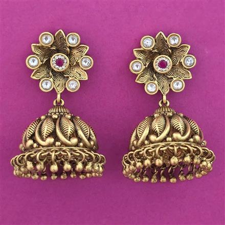 Antique Jhumki with Matte Gold Plating