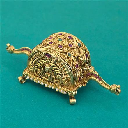 Antique Classic Sindoor Box with Matte Gold Plating