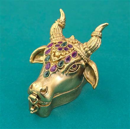 Antique Birds Sindoor Box with Matte Gold Plating