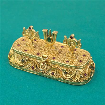 Antique Temple Sindoor Box with Matte Gold Plating