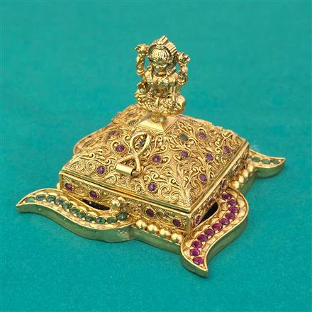 Antique Temple Sindoor Box with Matte Gold Plating