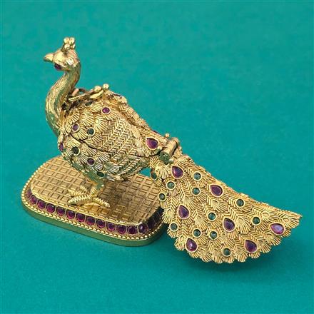 Antique Birds Sindoor Box with Matte Gold Plating