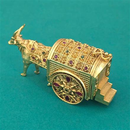 Antique Classic Sindoor Box with Matte Gold Plating