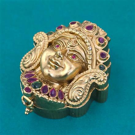 Antique Temple Sindoor Box with Matte Gold Plating