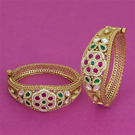 Antique Pearl Bangles with Matte Gold Plating