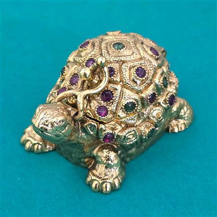Antique Birds Sindoor Box with Matte Gold Plating