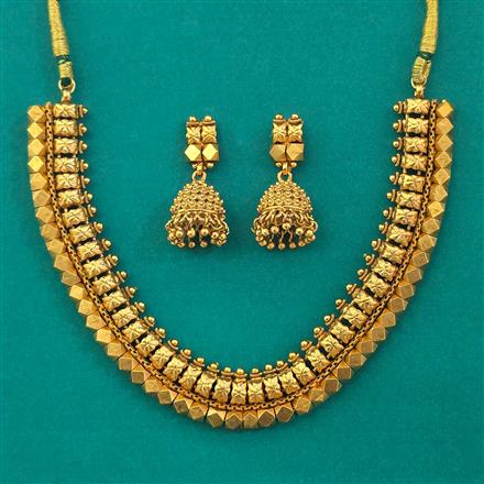 Antique Plain Gold Necklace with Matte Gold Plating