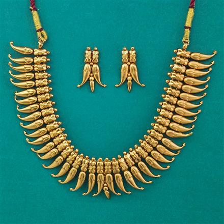 Antique Plain Gold Necklace with Matte Gold Plating