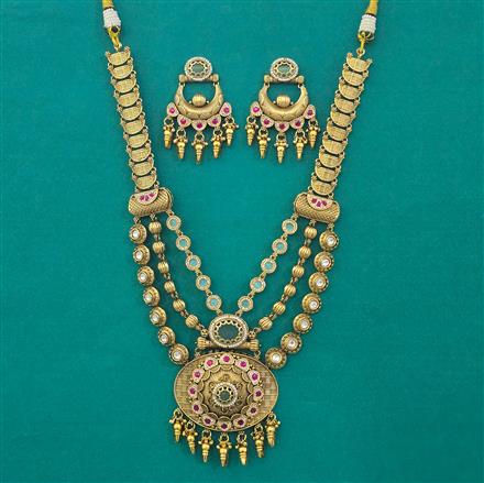 Antique Pearl Necklace with Matte Gold Plating