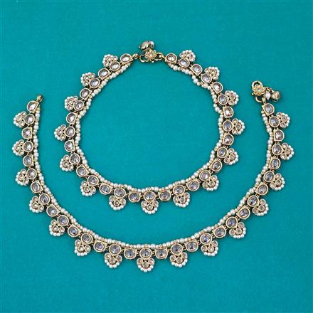 Antique Pearl Payal with Mehndi Plating