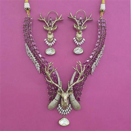 Antique Birds Necklace with Mehndi Plating