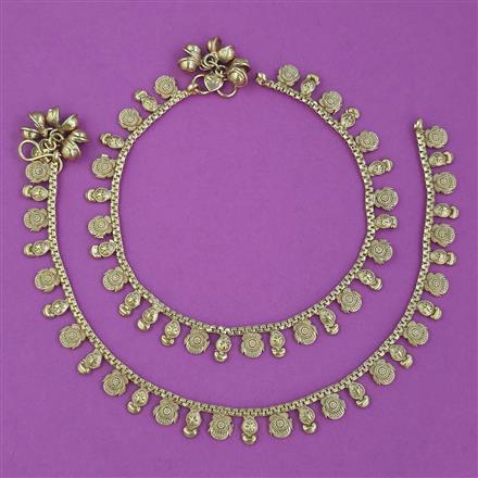 Antique Plain Gold Payal with Gold Plating
