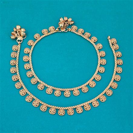Antique Plain Gold Payal with Gold Plating