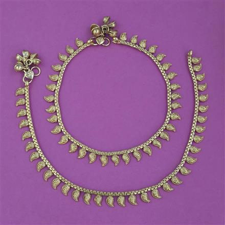 Antique Plain Gold Payal with Gold Plating