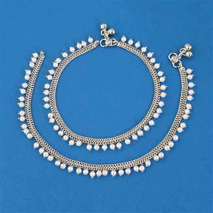Antique Pearl Payal with Rhodium Plating
