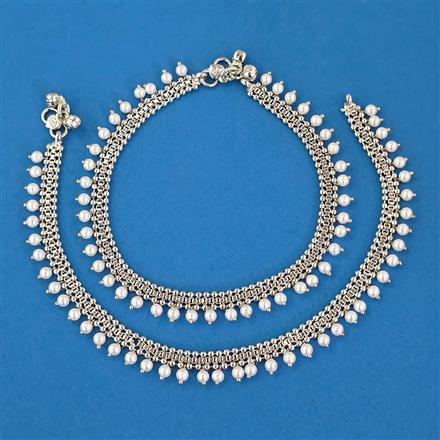 Antique Pearl Payal with Rhodium Plating