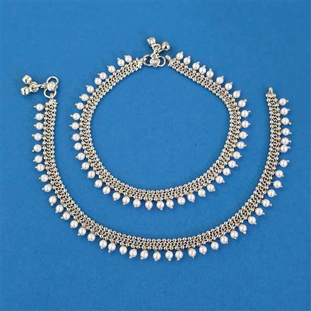 Antique Pearl Payal with Rhodium Plating