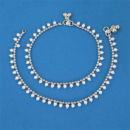Antique Pearl Payal with Rhodium Plating