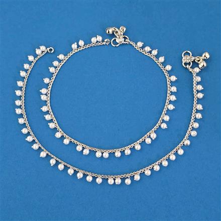 Antique Pearl Payal with Rhodium Plating