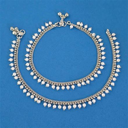 Antique Pearl Payal with Rhodium Plating